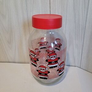 Carlton Glass 3L Santa Claus Lidded Storage Canister Jar Container Christmas USA